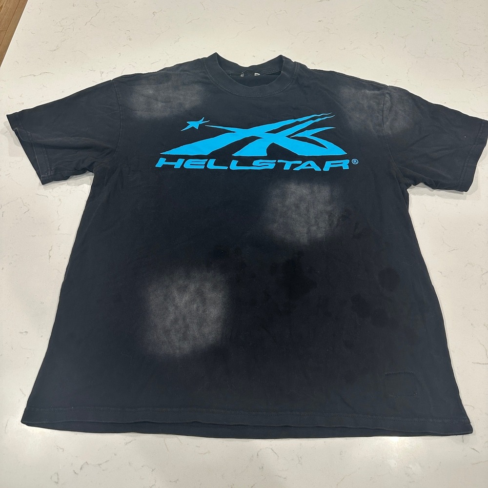 Hellstar Studios Black Blue Graphic T-Shirt Mens XL Made in LA Streetwear Tee